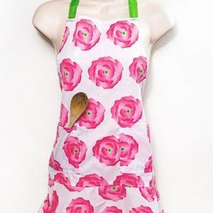 Cute Flirty Pink Floral Flutter Apron RARE